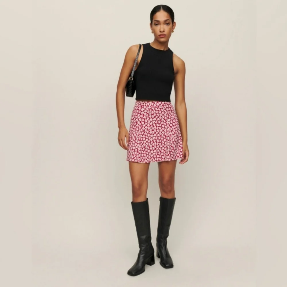 Reformation Red Floral Mini Skirt